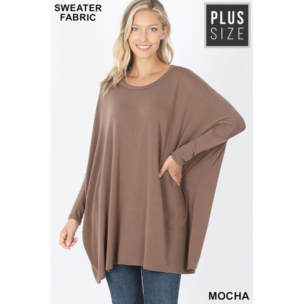 World of Leggings Oversized Round Neck Poncho Plus Size Sweater